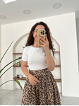 Beyaz Yarım Kollu Penye Crop