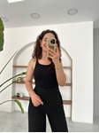 Siyah Önü Taşlı Atlet