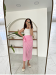 Pembe Kruvaze Beli Bağlamalı Etek