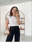 Beyaz Kolsuz Silver Taşlı T-Shirt