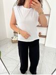 Beyaz Kolsuz Silver Taşlı T-Shirt