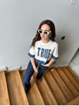 Beyaz Kot Parçalı Tasarım T-Shirt