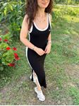 Siyah Beyaz Şeritli Marka Model Elbise