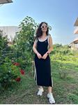 Siyah Beyaz Şeritli Marka Model Elbise