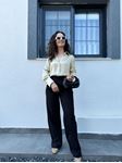 Siyah Flw Palazzo Pantolon