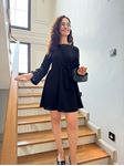 Siyah Bağlamalı Mini Elbise