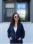 Lacivert Torba Cepli Ham Keten Bomber Ceket