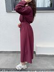 Bordo Beli Lastikli Silver Fermuarlı Poplin Elbise