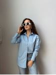 M.D. Mavi Torba Cepli Oversize Gömlek
