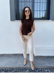 ZR Bej Kesik Paça Boyfit Jean