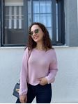 Orijinal Marka Pembe Kayık Yaka Triko
