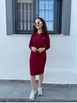 Orijinal Marka Bordo Midi Sweat Elbise