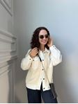 Ekru Triko Detay Tasarım Denim Ceket