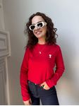 Kırmızı Marka Nakışlı Penye Sweatshirt