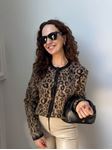 Kahverengi Leopar Desenli Hırka