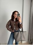 Kahverengi Torba Cepli Crop Ceket