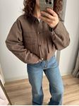 Kahverengi Torba Cepli Crop Ceket