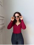 Bordo Gold V Yaka Detay Fitilli Body