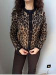 Camel Leopar Desenli Şardonlu Hırka