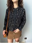 Siyah Leopar Desenli Hırka