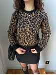 Siyah Camel Bisiklet Yaka Leopar Desen Kazak