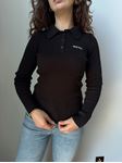 Siyah Polo Yaka Fitilli Triko