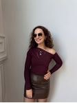 Bordo Omuz Detaylı Pamuklu Body