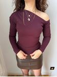 Bordo Omuz Detaylı Pamuklu Body