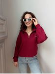 LCST Bordo Fermuarlı Sweatshirt
