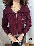Bordo Fermuarlı Yaka Detaylı Teddy Hırka