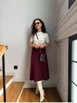 Bordo Selanik Midi Etek