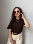 CS Kahverengi Bisiklet Yaka Basic T-Shirt