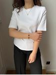 Beyaz Bisiklet Yaka Vatkalı Premium Basic T-Shirt