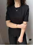 Siyah Bisiklet Yaka Vatkalı Premium Basic T-Shirt