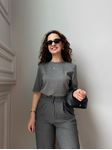 Antrasit Bisiklet Yaka Vatkalı Premium Basic T-Shirt