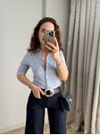 Mavi Yarım Kol Slimfit Gömlek