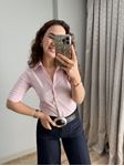 Pembe Yarım Kol Slimfit Gömlek