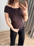Kahverengi Önü Büzgülü Body
