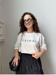 ZR Beyaz Gri Yazı Detay T-Shirt