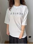 ZR Beyaz Gri Yazı Detay T-Shirt