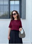 CS Bordo Bisiklet Yaka Basic T-Shirt
