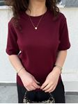 CS Bordo Bisiklet Yaka Basic T-Shirt