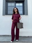 Bordo Yazı Detaylı Modal Takım