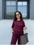 Bordo Yazı Detaylı Modal Takım