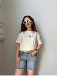 TMMY Beyaz Yazı Detaylı Basıc T-shirt