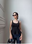 Siyah Kalın Askılı Peplum Bluz