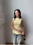 Sarı Sıfır Kol Peplum Bluz