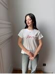 Ekru Love Nakışlı T-Shirt