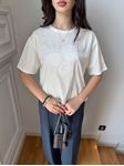 Ekru Çiçek Kabartmalı T-Shirt