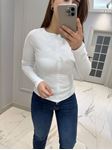 Beyaz Çift Yön Fermuarlı Uzun Kol Body